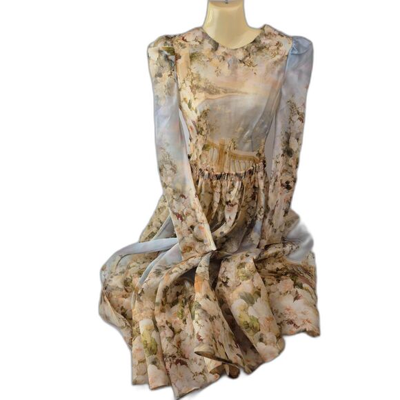 Zimmermann Women's Lyrical Ruched Silk Floral Midi Maxi Dress Gown Size AU 0 XS - Picture 3 of 8